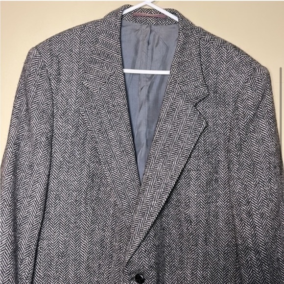 Sears Vintage Tweed Wool Jacket Grey Herringbone Blazer Sportcoat 44T‎ - Picture 3 of 14